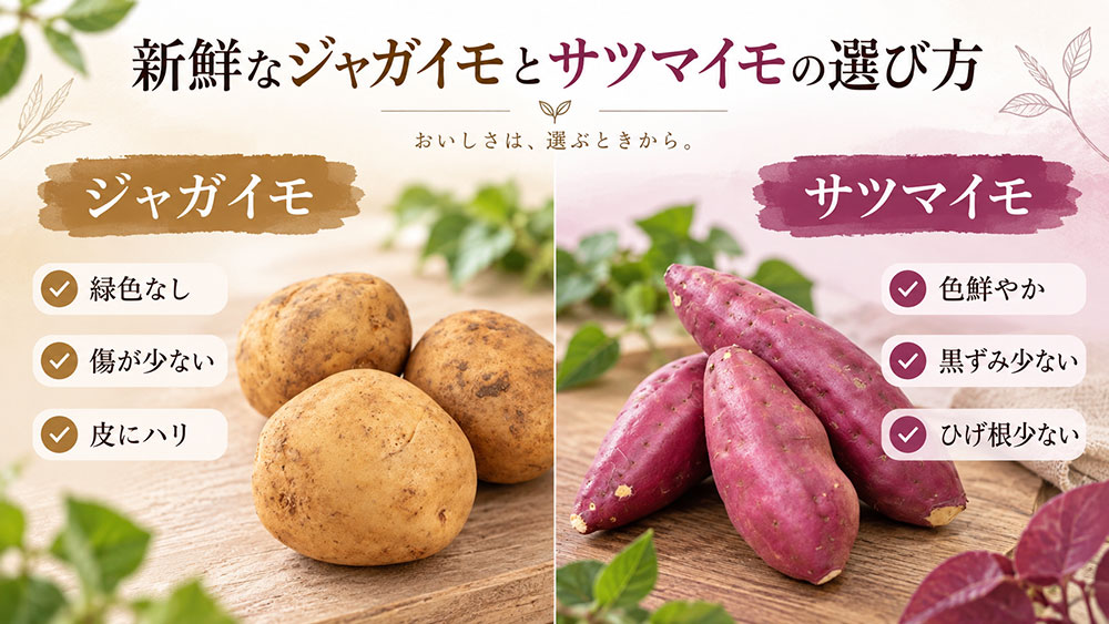 新鮮なジャガイモとサツマイモの選び方