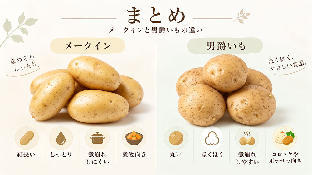 メークインと男爵いもの違い:まとめ