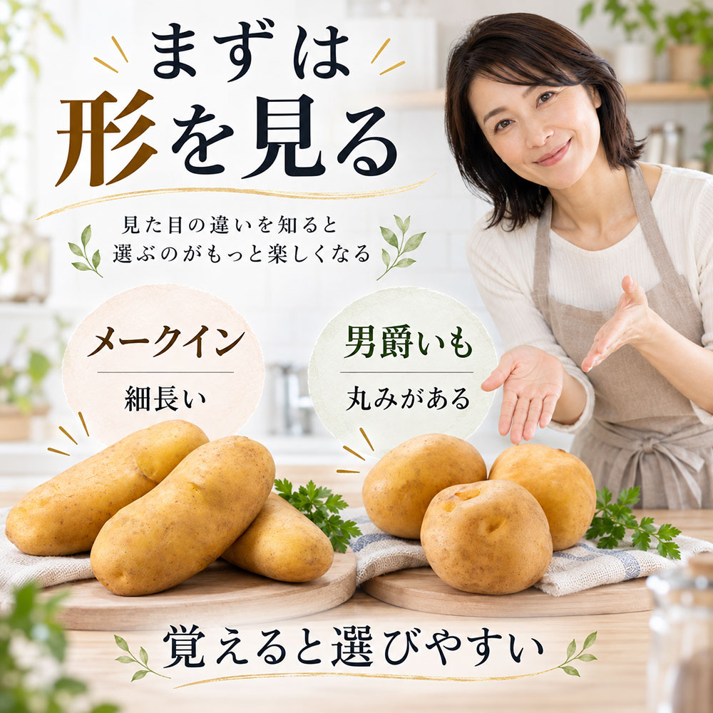 見た目でわかる?メークインと男爵いもの見分け方