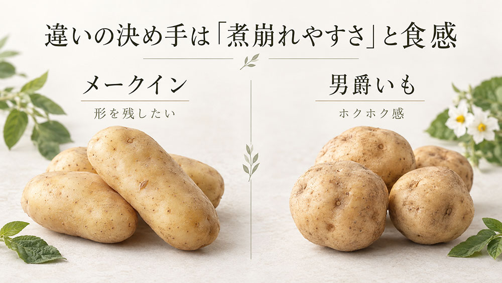 違いの決め手は「煮崩れやすさ」と食感