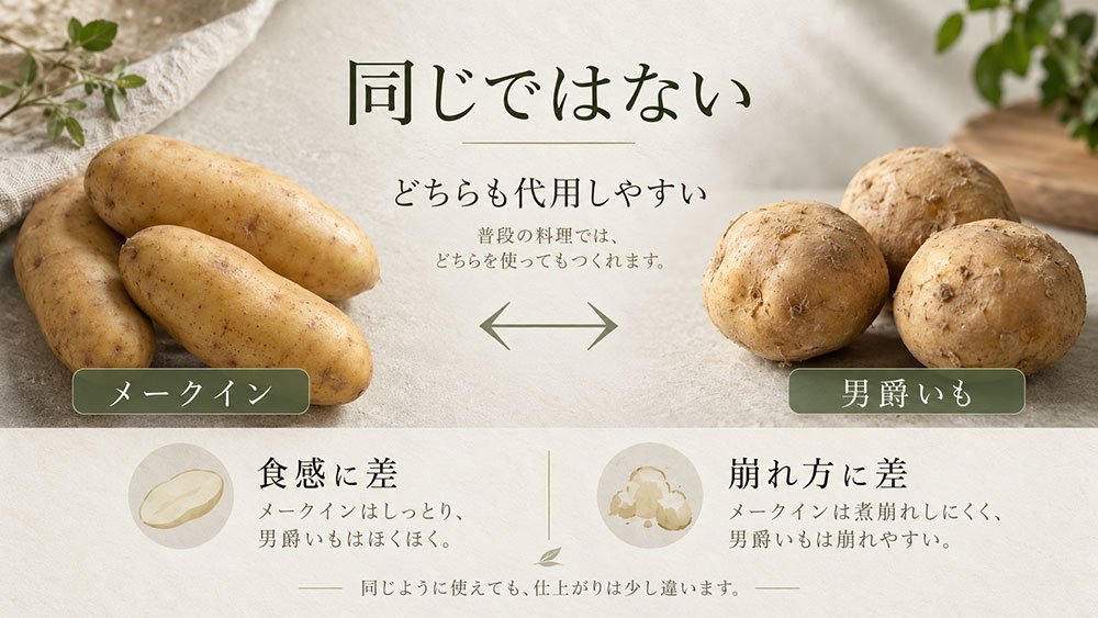 メークインと男爵いもは代用できる?