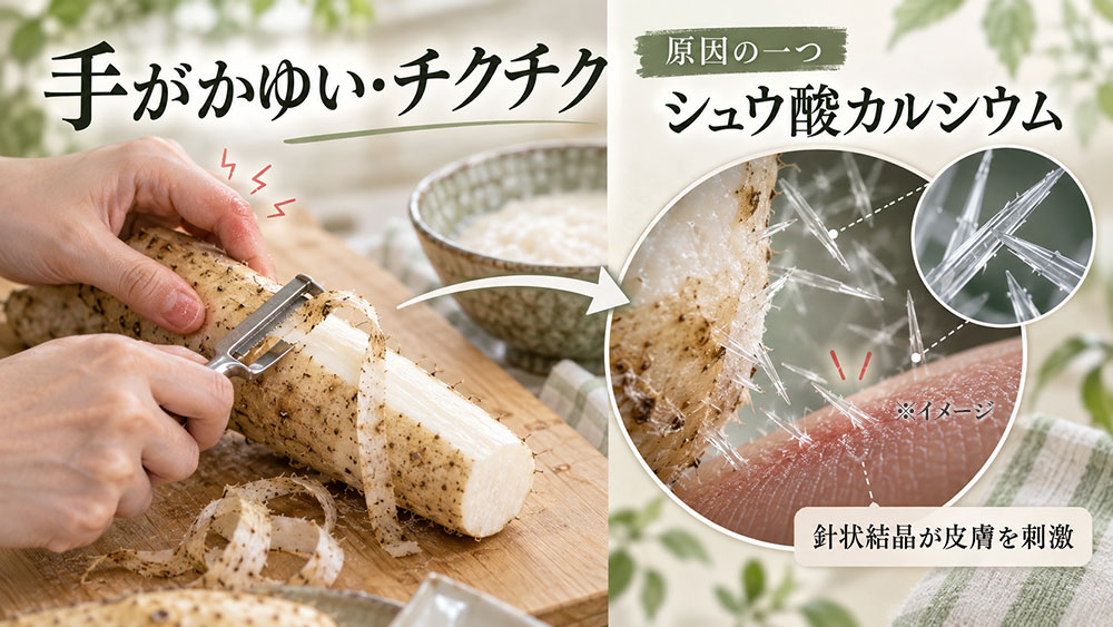 手のかゆみ・チクチクするのはなぜ?シュウ酸カルシウムによる刺激への対策