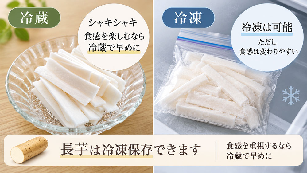 冷凍はできるがシャキシャキ食感は変わりやすい
