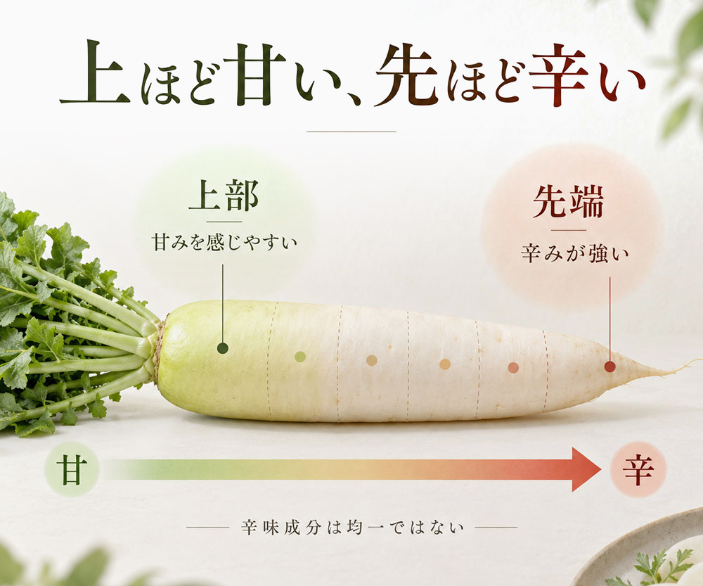 大根の部位ごとの特徴と使い分け【早見表】