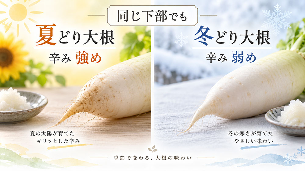 同じ部位でも辛さは一定ではない｜夏大根と冬大根でも変わる