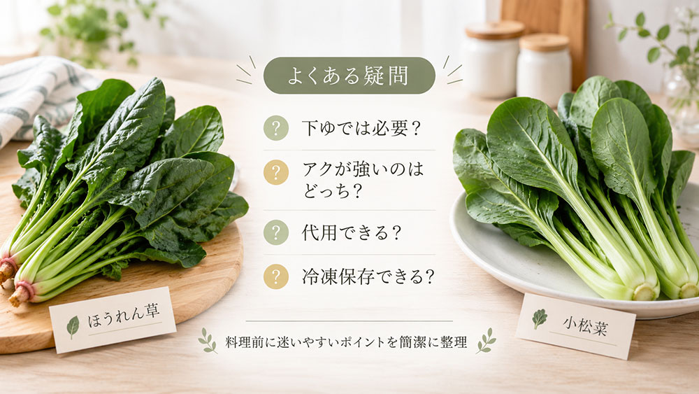 ほうれん草と小松菜についてよくある疑問
