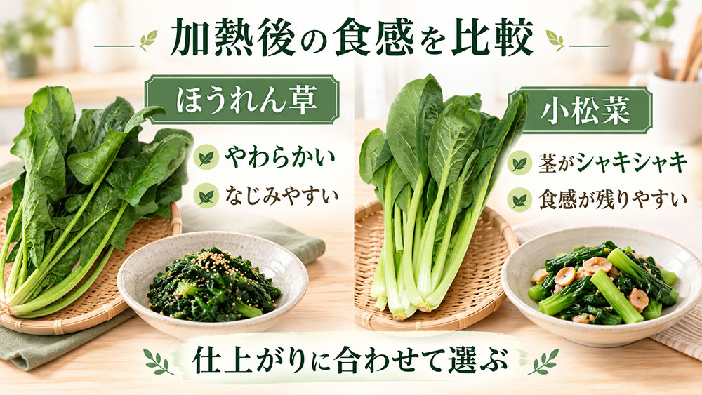 やわらかさとシャキシャキ感はどう違う?加熱後の食感を比較