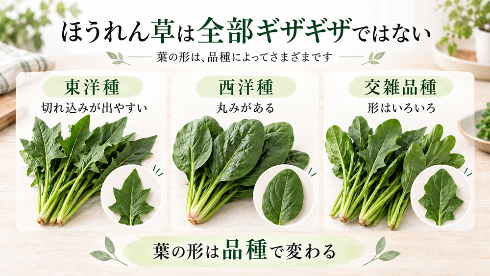 ほうれん草は全部ギザギザではない!品種によって葉の形は変わる