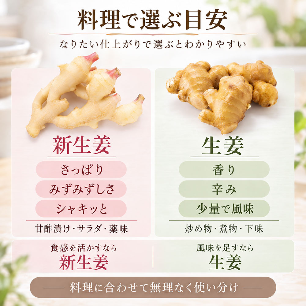 新生姜と生姜はどう使い分ける？料理に合う選び方