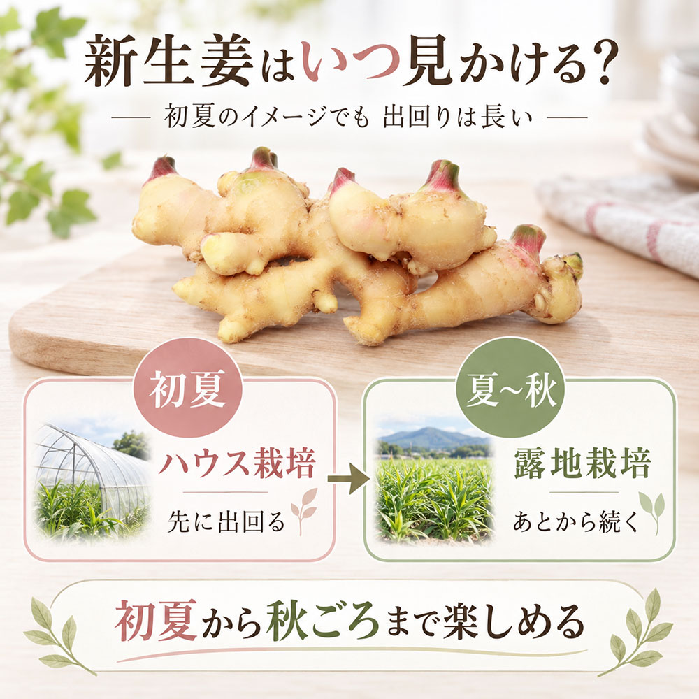 新生姜の旬はいつ？初夏と秋に見かける理由