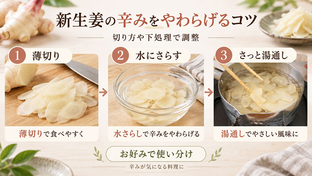辛みをやわらげたい料理では切り方や下処理を変える