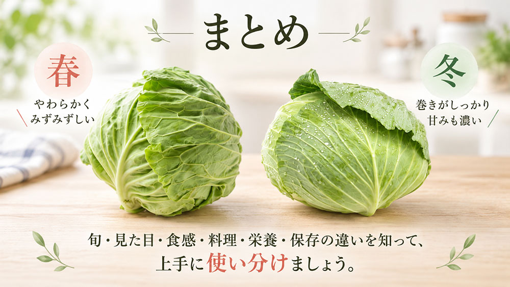 春キャベツと冬キャベツの違い:まとめ