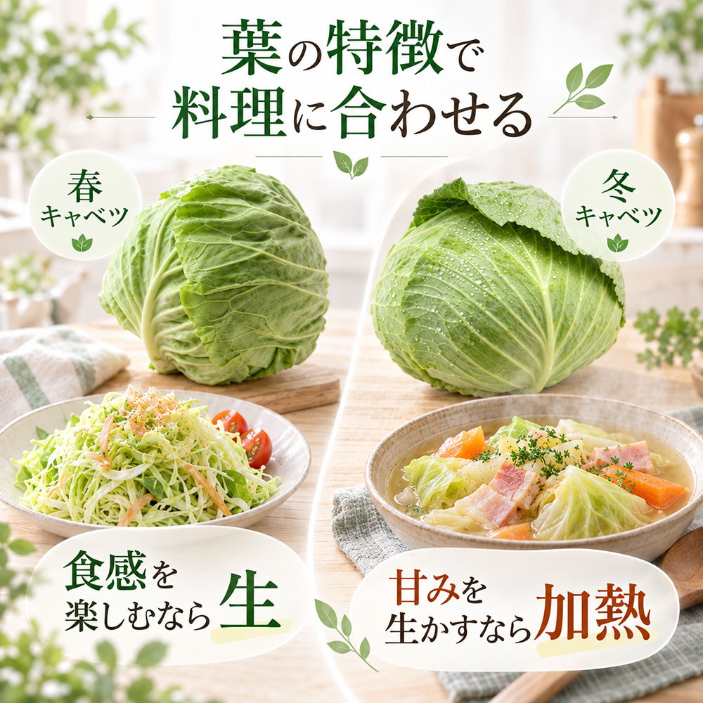 春キャベツと冬キャベツは料理ではどう使い分ける?