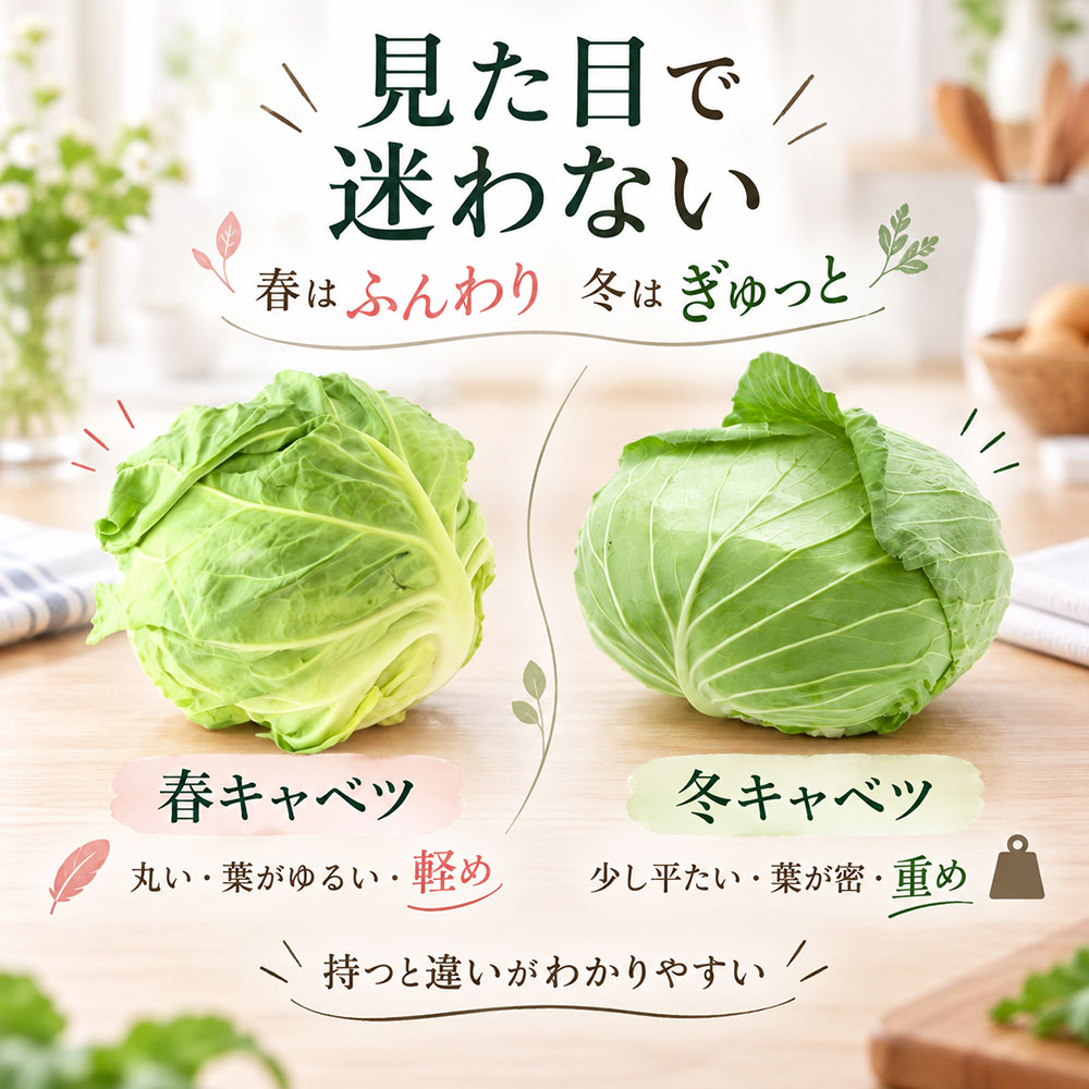 スーパーで迷わない!春キャベツと冬キャベツの見分け方