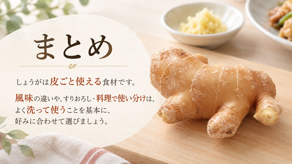 生姜は皮ごと食べられる？：まとめ