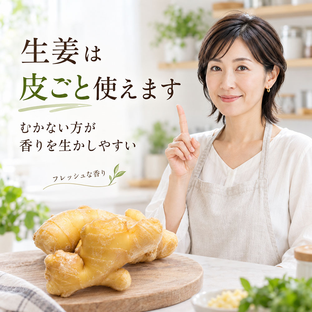 生姜は皮ごと食べられる？むかない方が香りを生かせることも