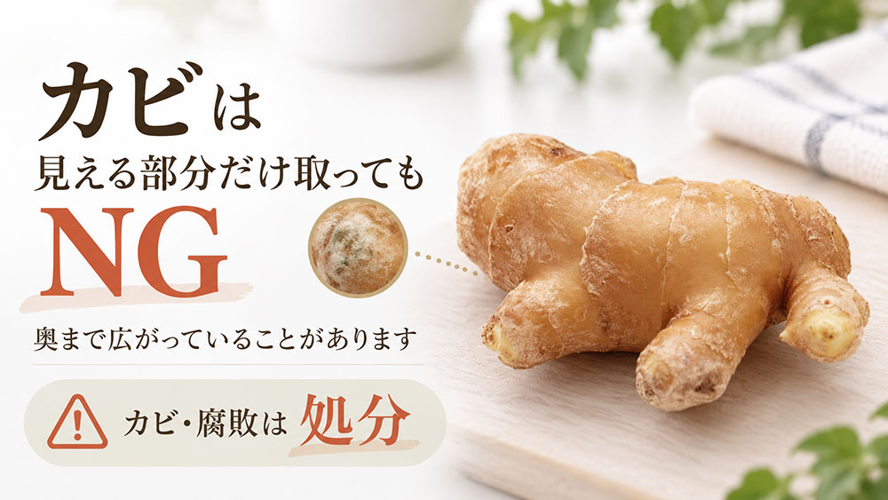 傷・黒ずみ・カビがある生姜は皮ごと使える？
