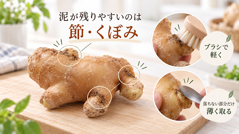節やくぼみの泥はどうする？落ちない部分だけ取り除く
