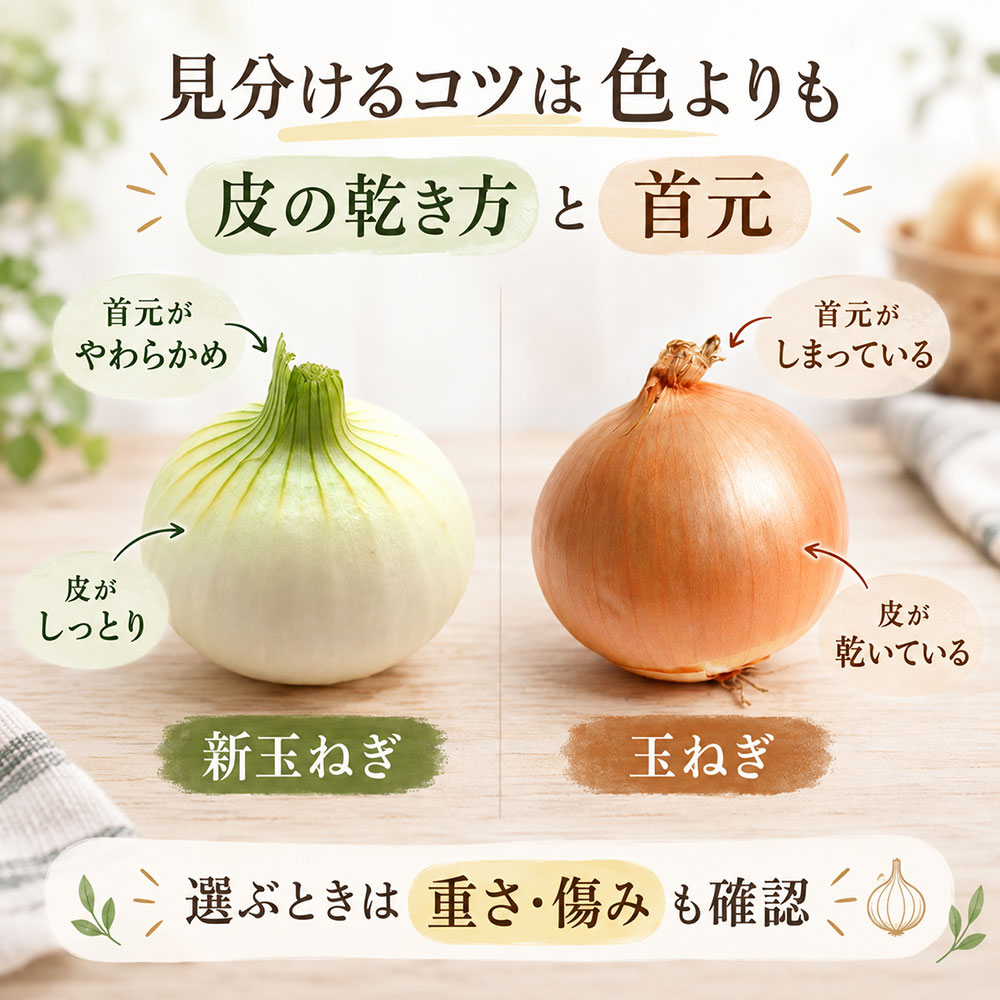 スーパーで迷わない！新玉ねぎと玉ねぎの見分け方・選び方