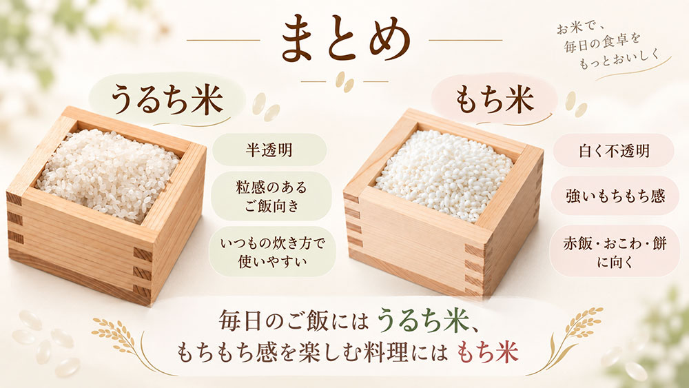 うるち米ともち米の違い:まとめ