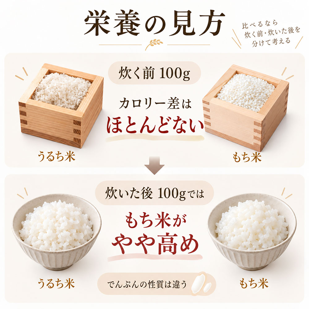 うるち米ともち米は栄養も違う?カロリーと成分を比べてみよう