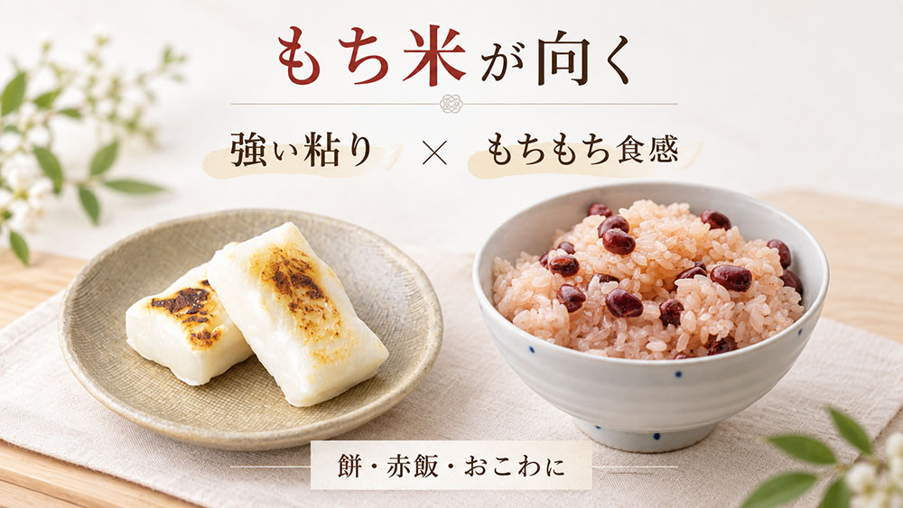 餅・赤飯・おこわならもち米|もちもち感を楽しみたい料理に