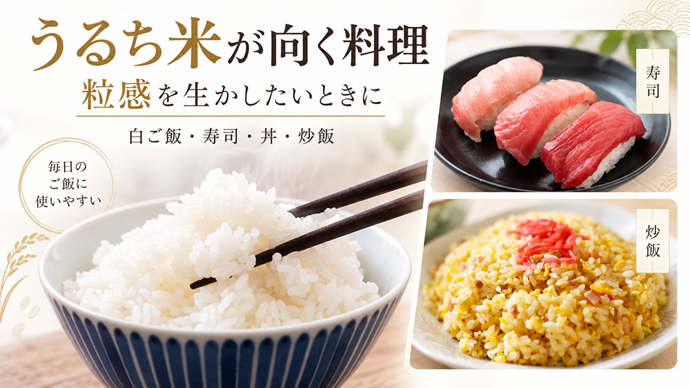 白ご飯・寿司・丼・炒飯ならうるち米|粒感を生かしたい料理に