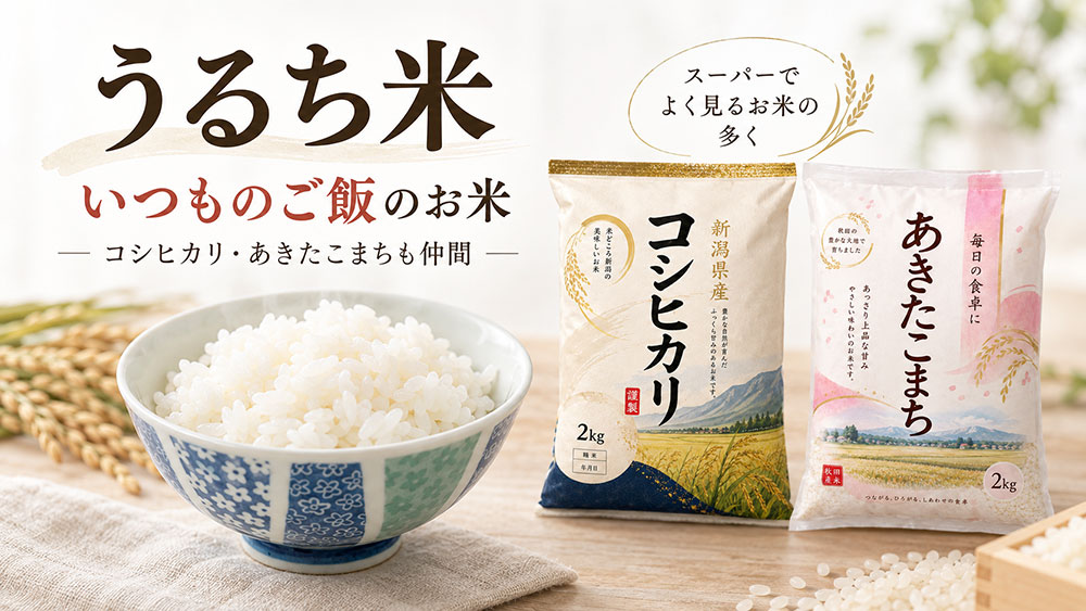 うるち米はいつものご飯に使うお米|コシヒカリやあきたこまちも仲間