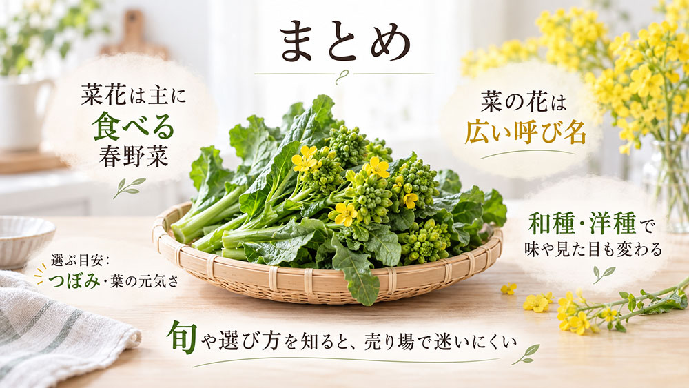 菜花と菜の花の違い：まとめ