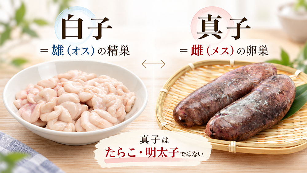 白子は雄（オス）・真子は雌（メス）｜たらこや明太子との違いも簡単に整理