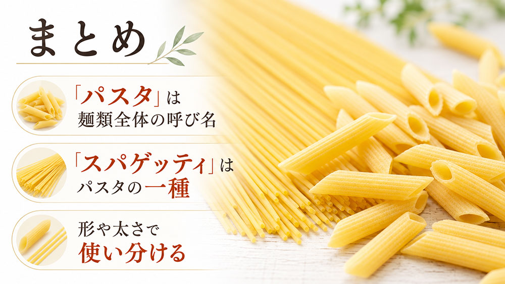 パスタとスパゲッティの違い:まとめ