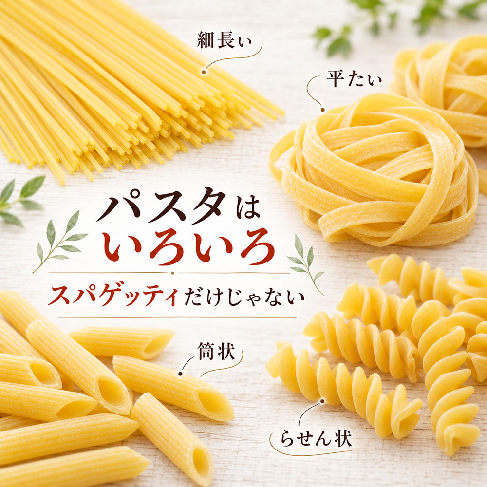 スパゲッティ以外もパスタ!代表的な種類をわかりやすく整理