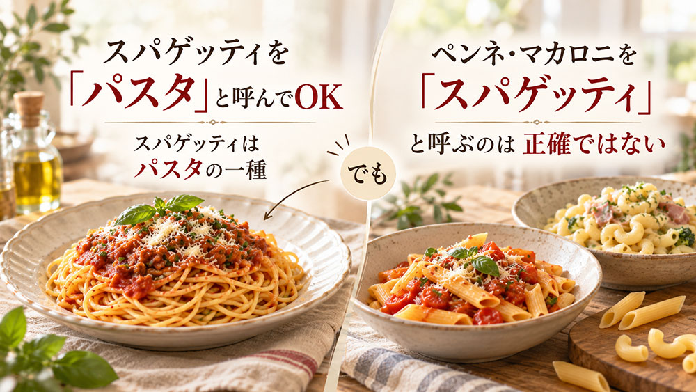 パスタとスパゲッティは結局どちらと呼んでもいい?