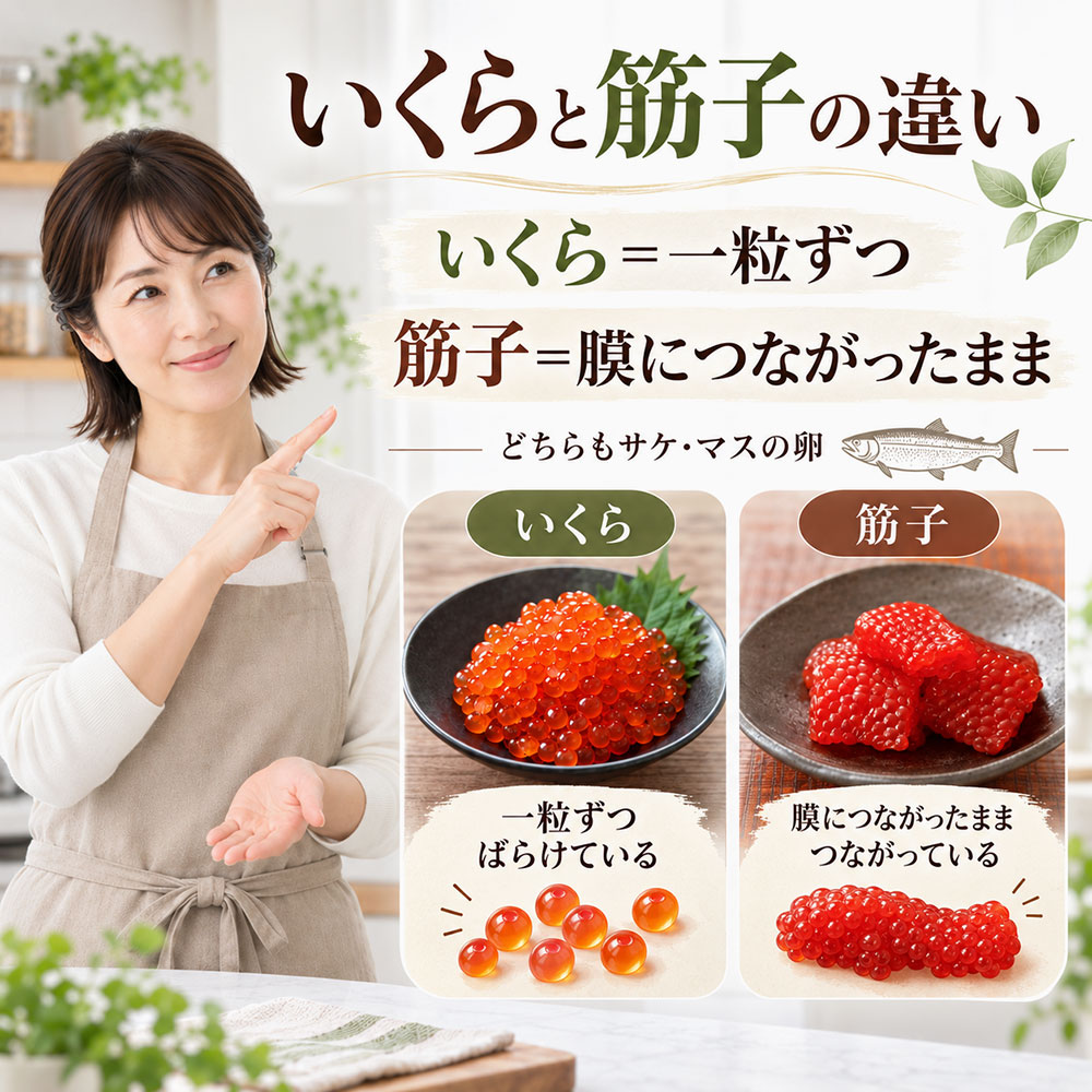 いくらと筋子の違いを一覧表で比較