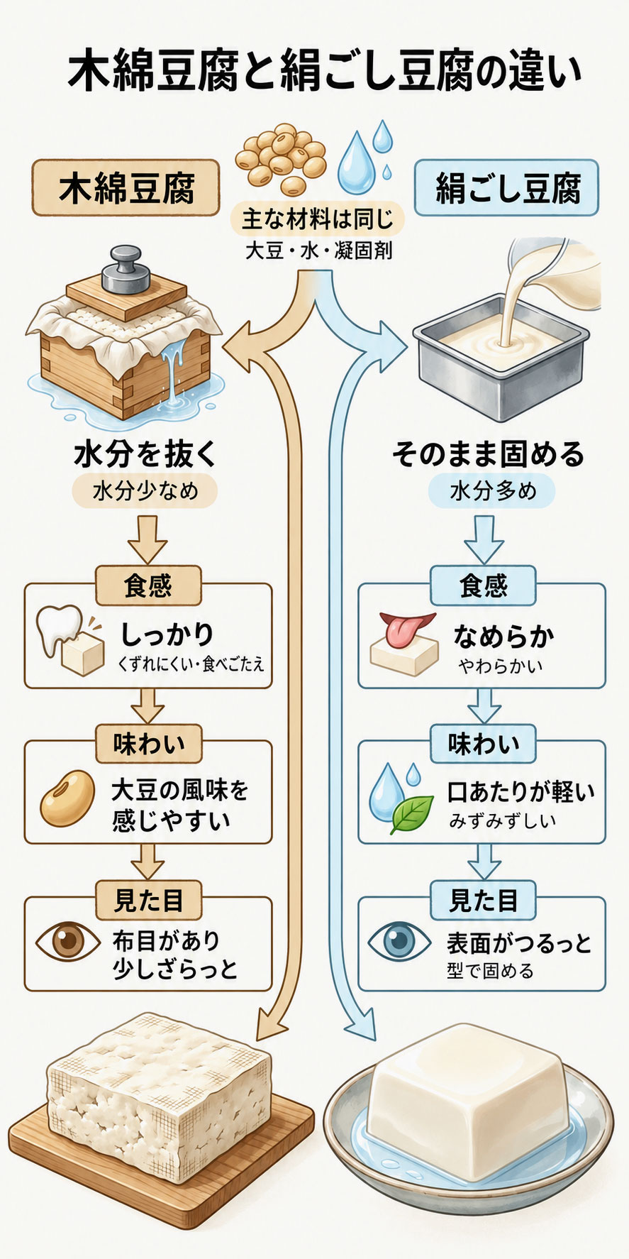 木綿豆腐と絹ごし豆腐の違い