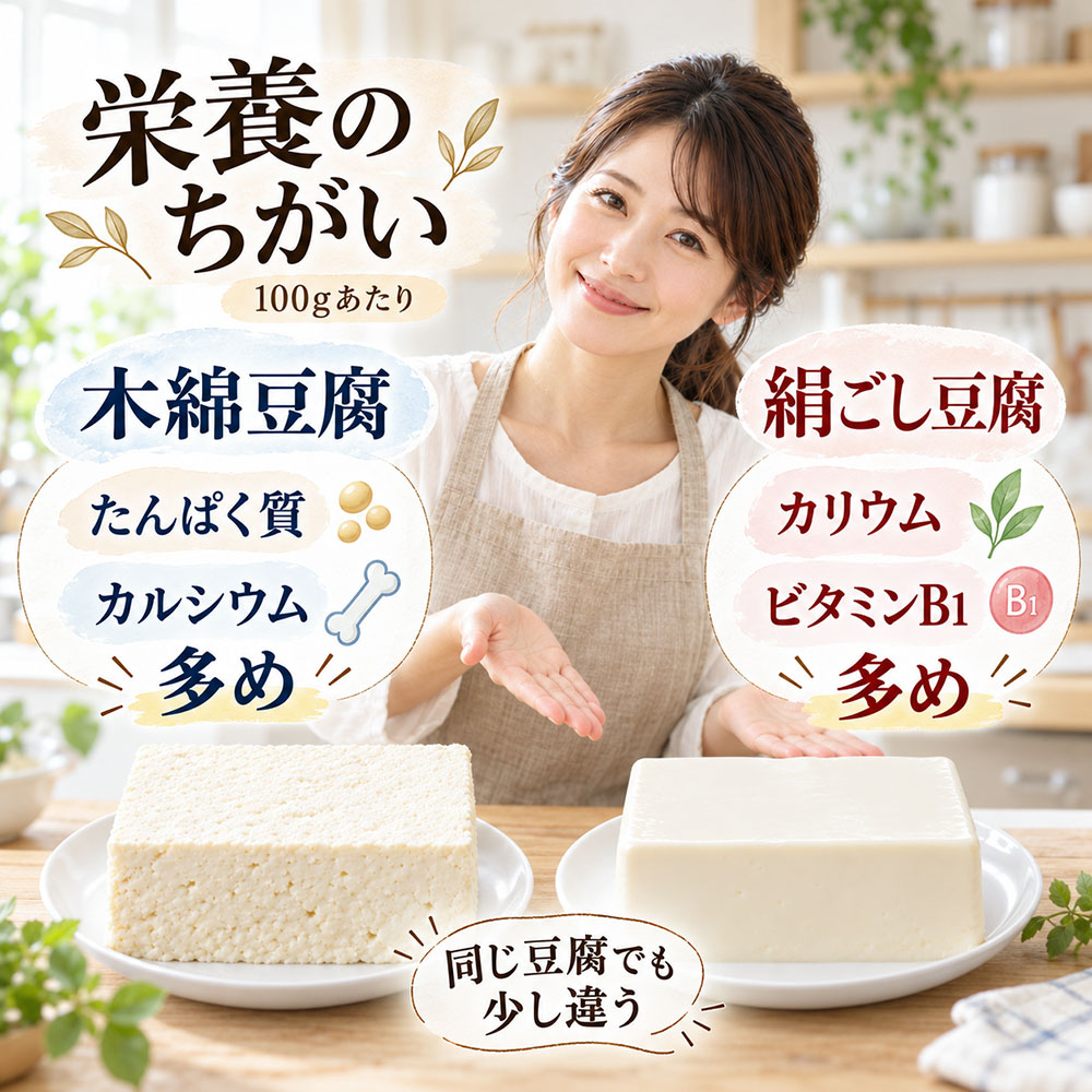 木綿豆腐と絹ごし豆腐は栄養も違う?100gあたりで比べてみよう