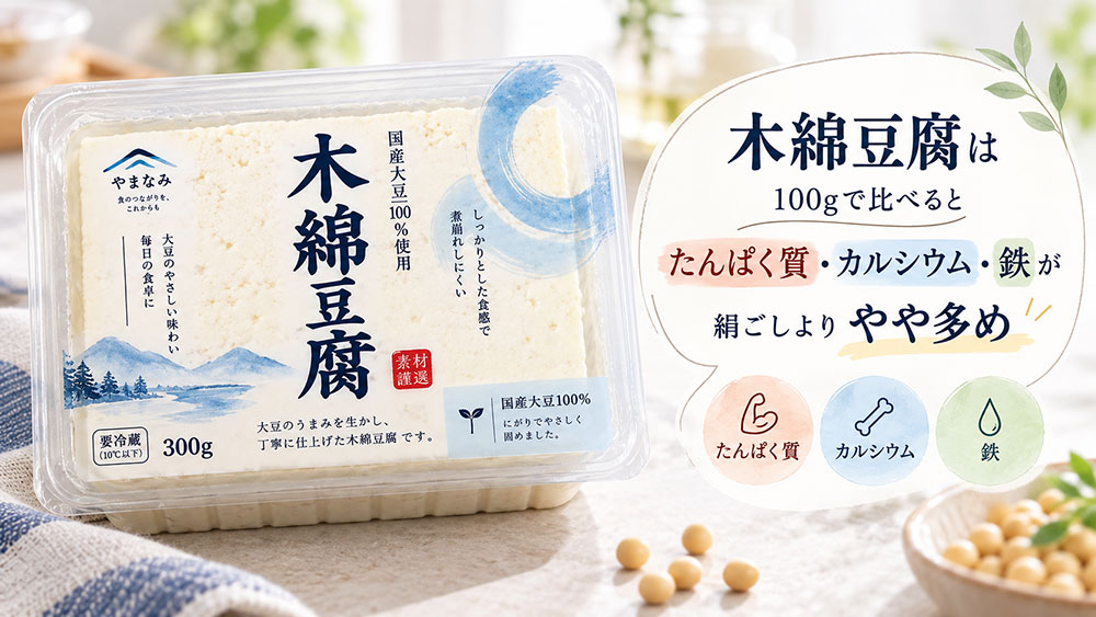 木綿豆腐はたんぱく質やカルシウムなどが多め