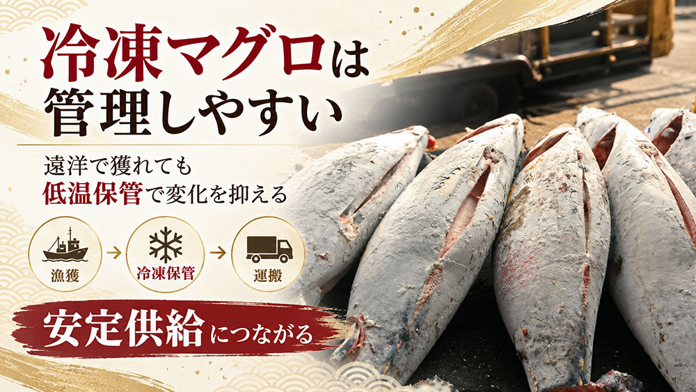 冷凍マグロは安定して仕入れやすく品質も管理しやすい