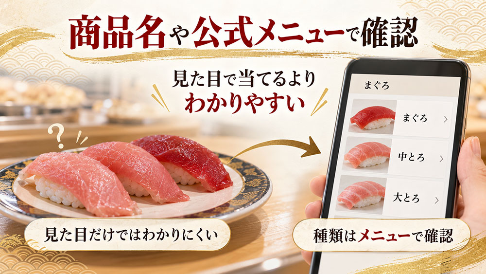 種類を知りたいときは商品名や公式メニューを確認する