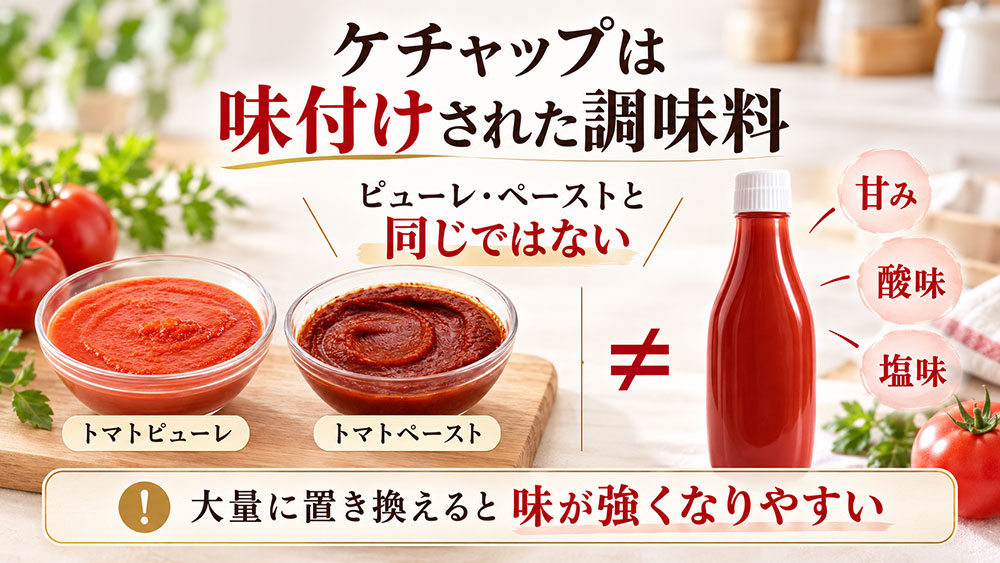ケチャップは味付けされた調味料なので同じものではない