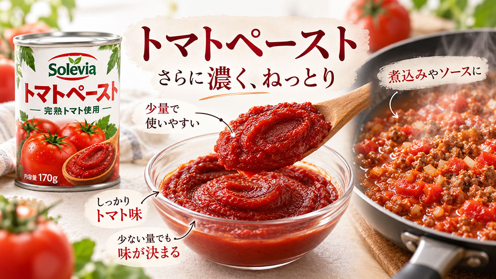 トマトペーストは濃厚で少量ずつ使いやすい