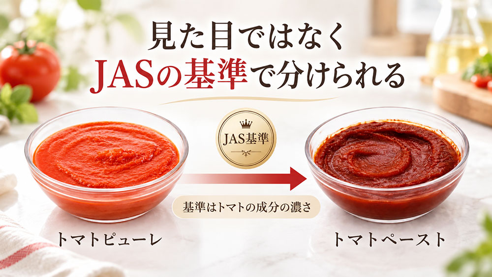 JASでは「トマトの濃さ」でピューレとペーストが分けられている