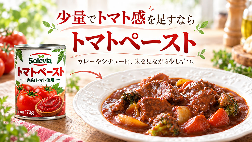 カレーやシチューなど、少量でトマト感を足したいならペースト