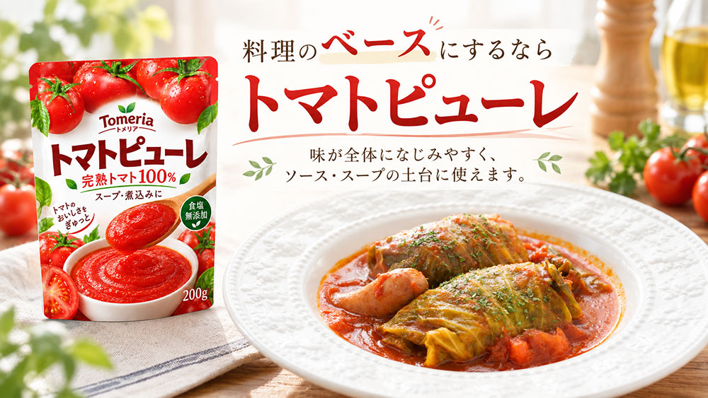 パスタソースやスープなど、トマトを料理のベースにしたいならピューレ