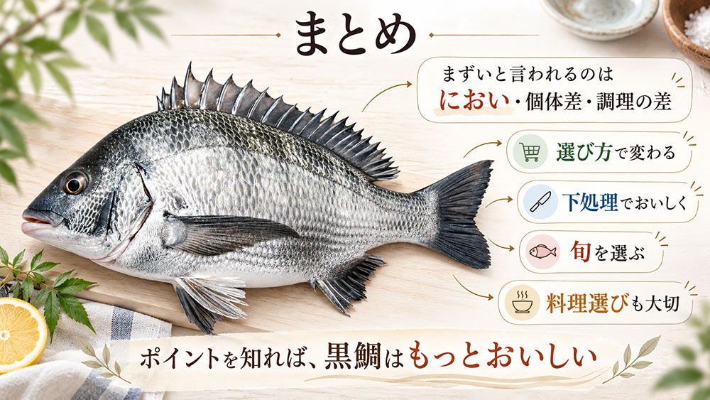 黒鯛がまずいと言われる理由とおいしく食べるコツ：まとめ
