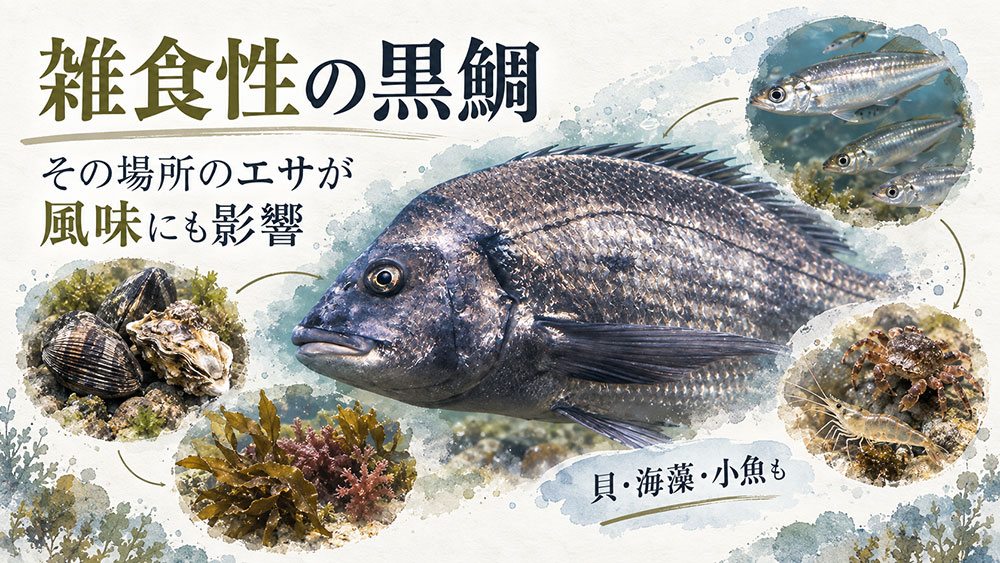 雑食性の黒鯛は食べているエサの影響も受けやすい