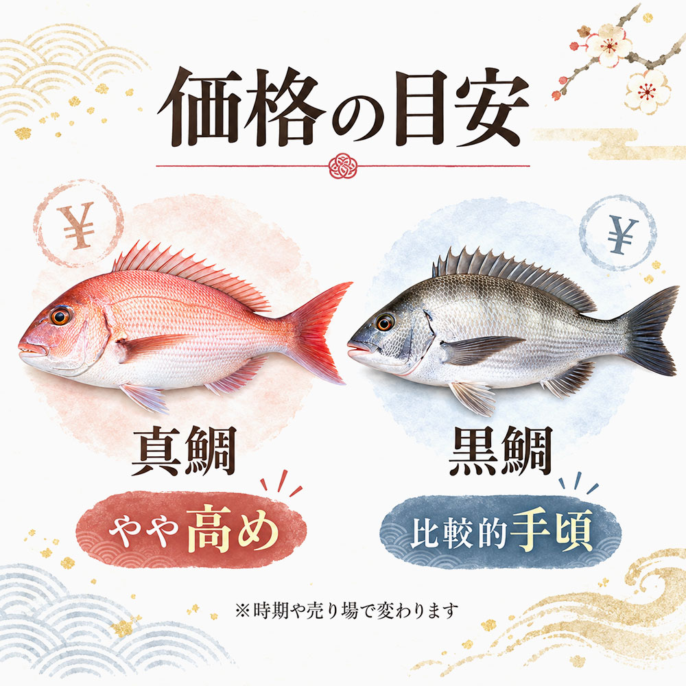 真鯛と黒鯛はどちらが高い？値段の違い
