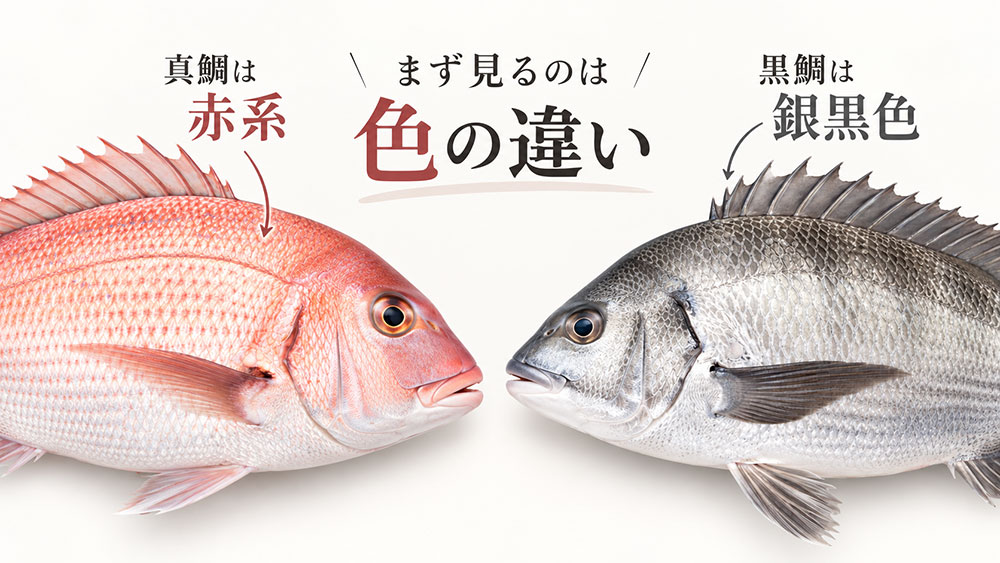 見た目はどう違う？赤い真鯛と銀黒色の黒鯛