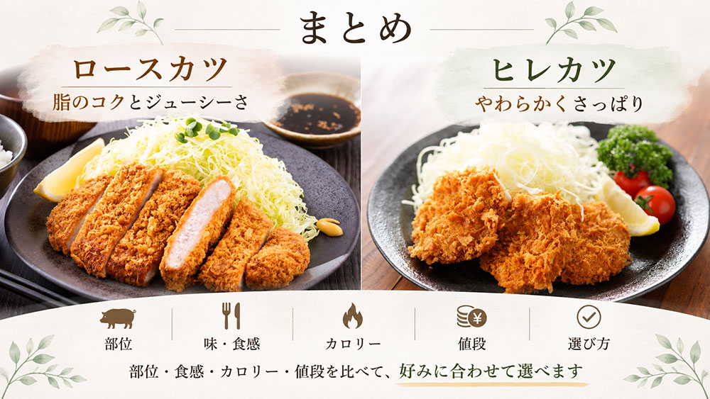ロースカツとヒレカツの違い：まとめ
