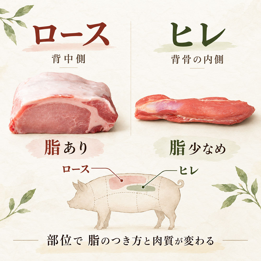 ロースカツとヒレカツは使われている肉の部位が違う
